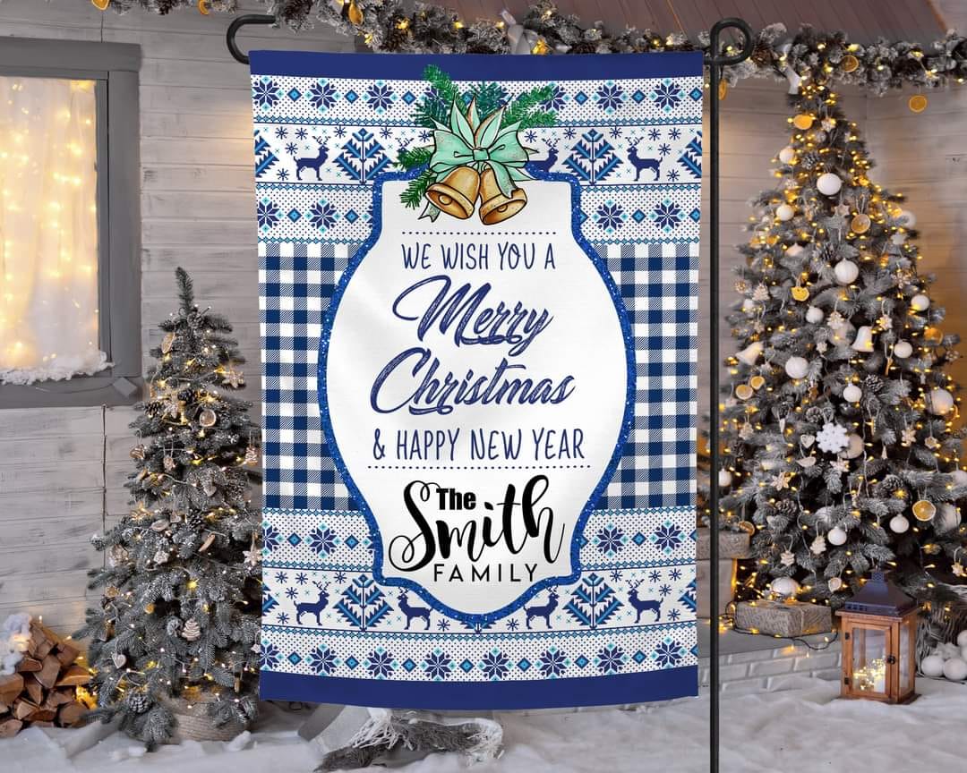 Blue Plaid Christmas - Garden Flag (12x18)