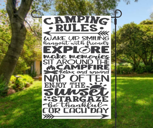Camping Rules - Garden Flag (12x18)