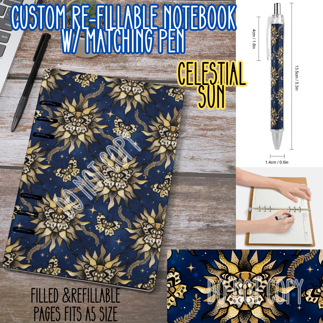 CELESTIAL SUN -Matching A5 Notebook & Pen Set Round 4 Preorder Closing 5/17