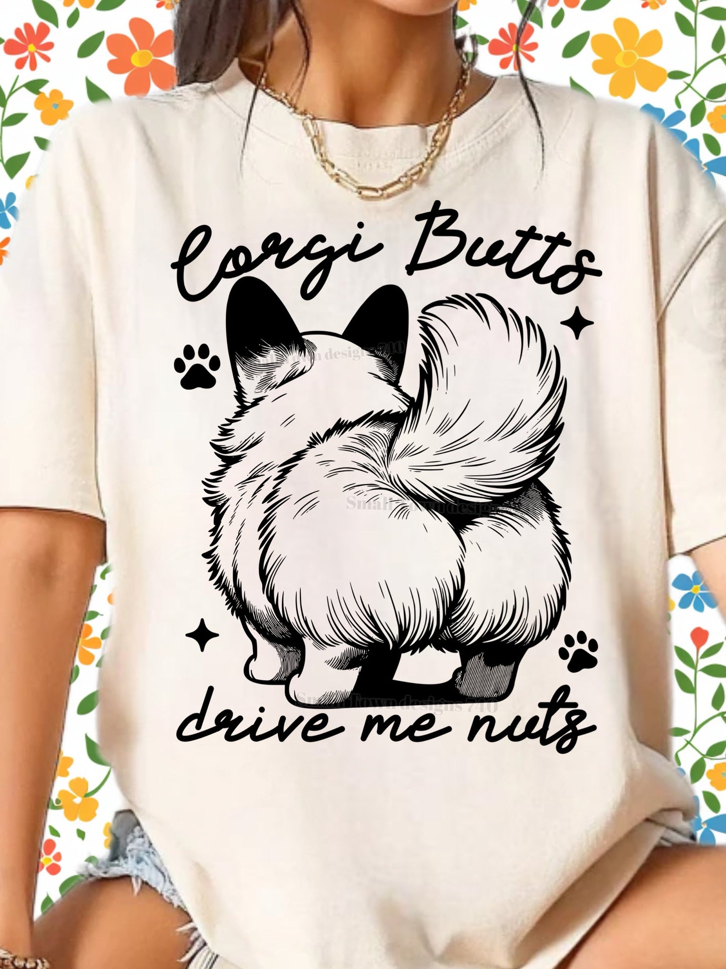 CORGI BUTTS DRIVE ME NUTS TEE
