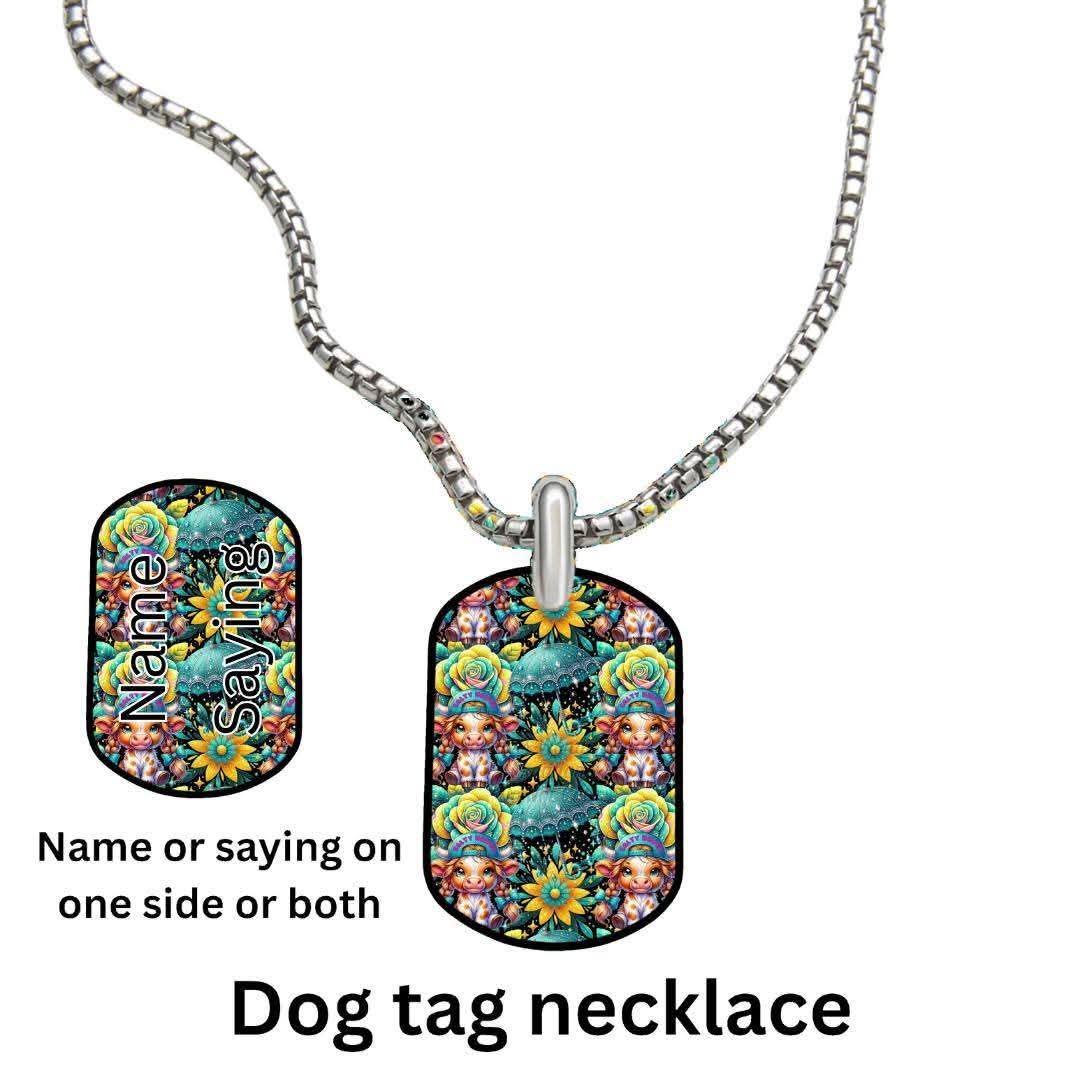 FLOWER COW – Dog Tag Necklace