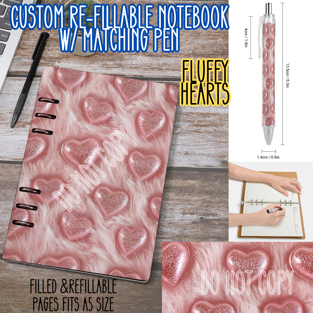 FLUFFY HEARTS -Matching A5 Notebook & Pen Set Round 4 Preorder Closing 5/17