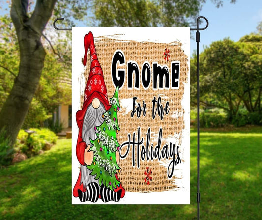 Gnome For The Holidays - Garden Flag (12x18)