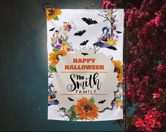 Happy Halloween Floral - Garden Flag (12x18)