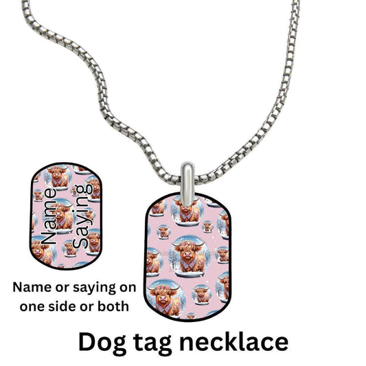 HIGHLAND COW β Dog Tag Necklace