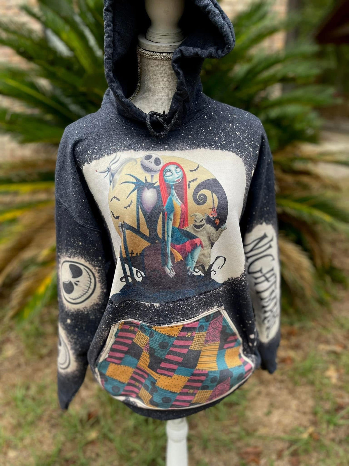 Nightmare skeleton bleached hoodie.