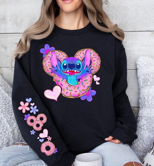 DONUT ALIEN SWEATSHIRT W/ SLEEVE PRINT