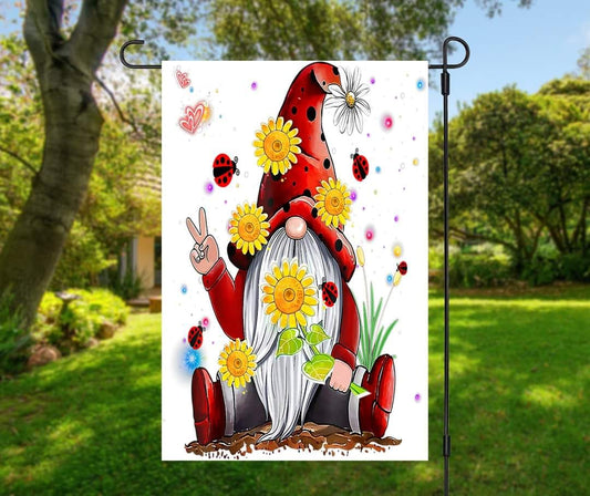 Ladybug Gnome - Garden Flag (12x18)