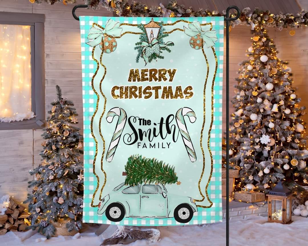 Merry Christmas Blue - Garden Flag (12x18)