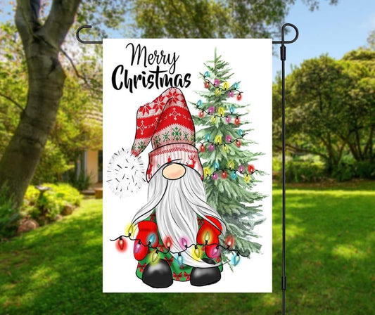 Merry Christmas Gnome - Garden Flag (12x18)