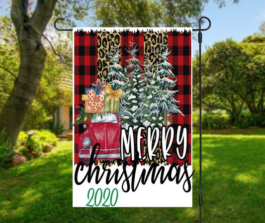 Merry Christmas Red Plaid - Garden Flag (12x18)