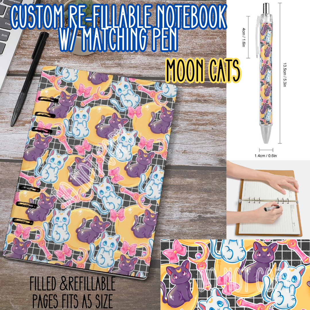 MOON CATS -Matching A5 Notebook & Pen Set Round 4 Preorder Closing 5/17