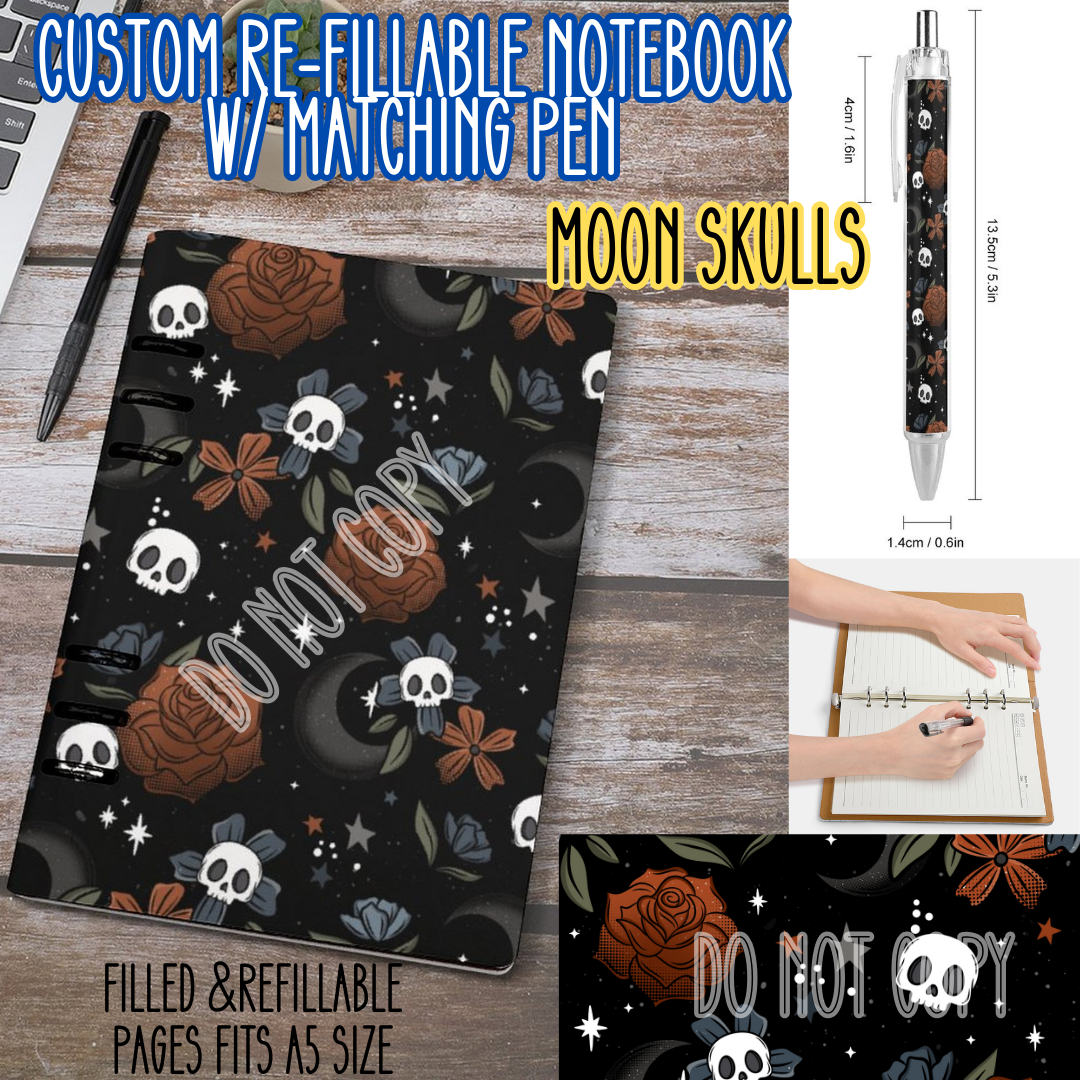 MOON SKULLS -Matching A5 Notebook & Pen Set Round 4 Preorder Closing 5/17