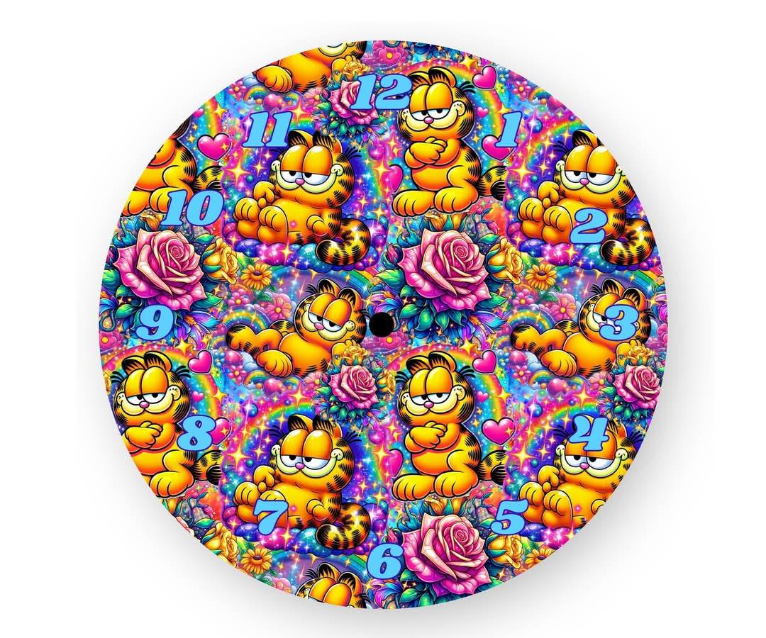 ORANGE CAT β Custom Framed Clock (10β Round)