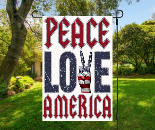 Peace Love America - Garden Flag (12x18)