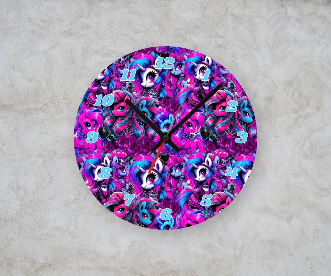PONY PINK β Custom Framed Clock (10β Round)