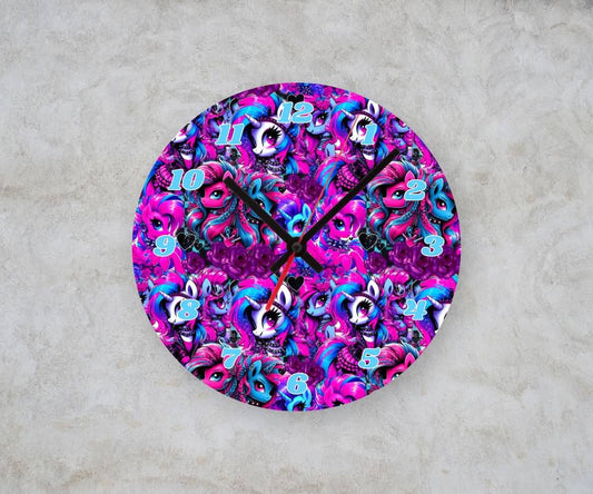 PONY PINK β Custom Framed Clock (10β Round)