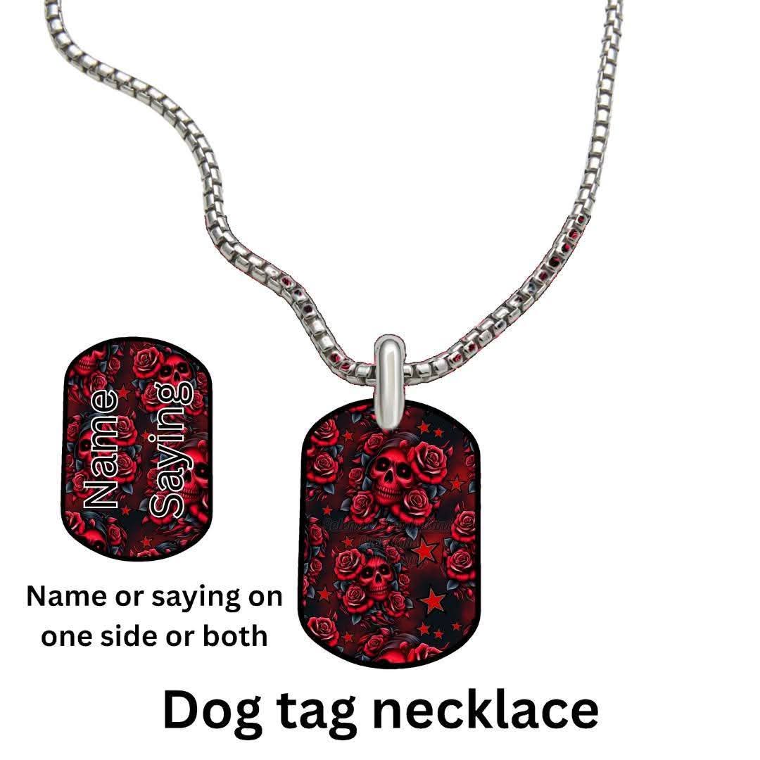 RED ROSE – Dog Tag Necklace