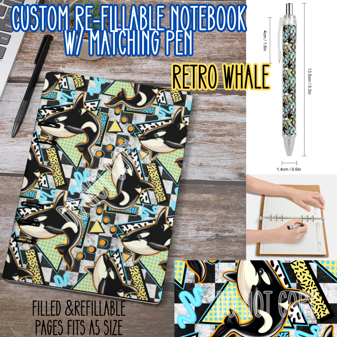 RETRO WHALE -Matching A5 Notebook & Pen Set Round 4 Preorder Closing 5/17