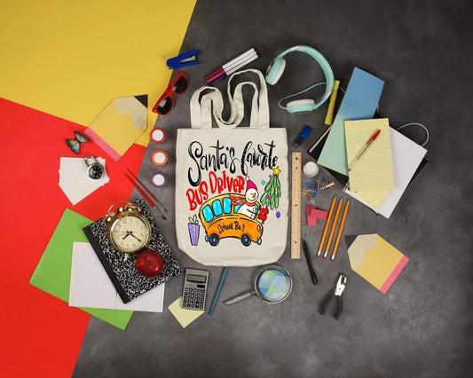 SANTAS FAVORITE BUS DRIVER - Custom Economical Tote Bag (15x16)