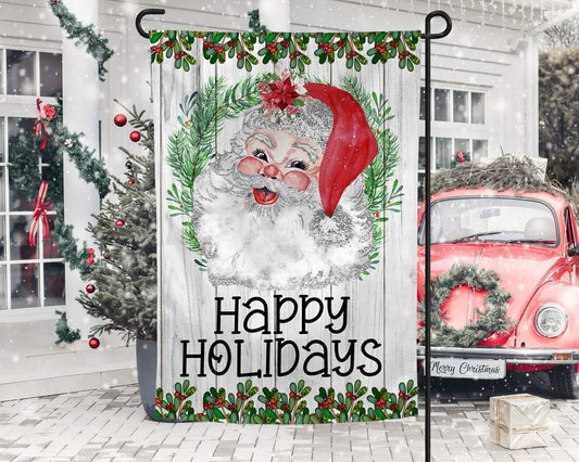 Santa Happy Holidays - Garden Flag (12x18)