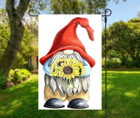 Sunflower Gnome 2 - Garden Flag (12x18)