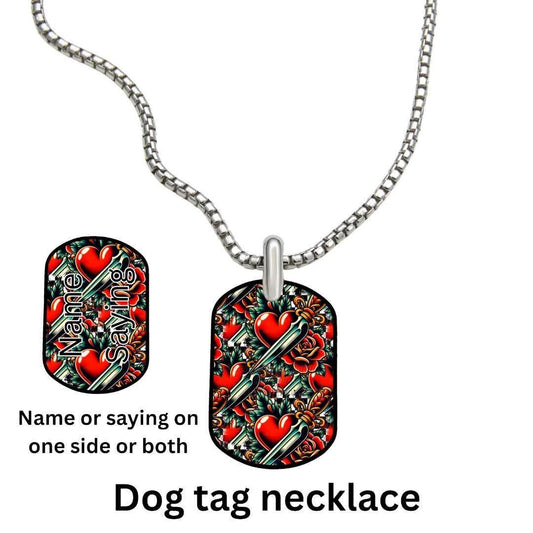 TATTOO HEARTS β Dog Tag Necklace