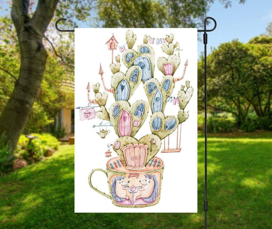 Tea Hearts - Garden Flag (12x18)
