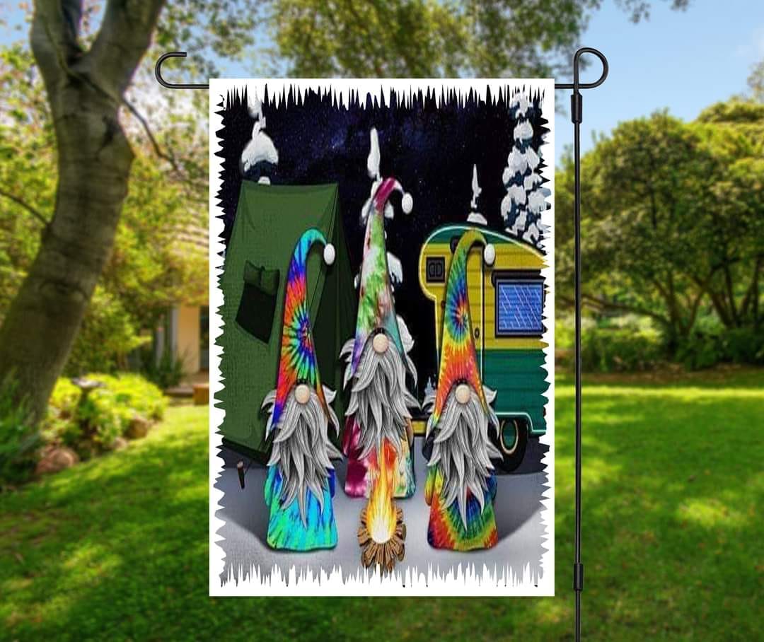 Tie Dye Gnomes - Garden Flag (12x18)