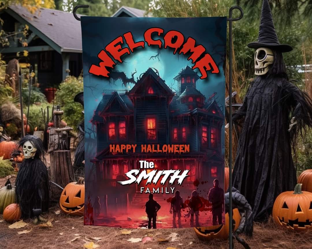 Welcome Halloween Mansion - Garden Flag (12x18)