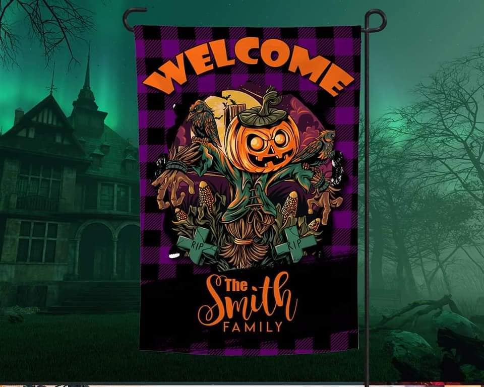 Welcome Halloween Purple - Garden Flag (12x18)