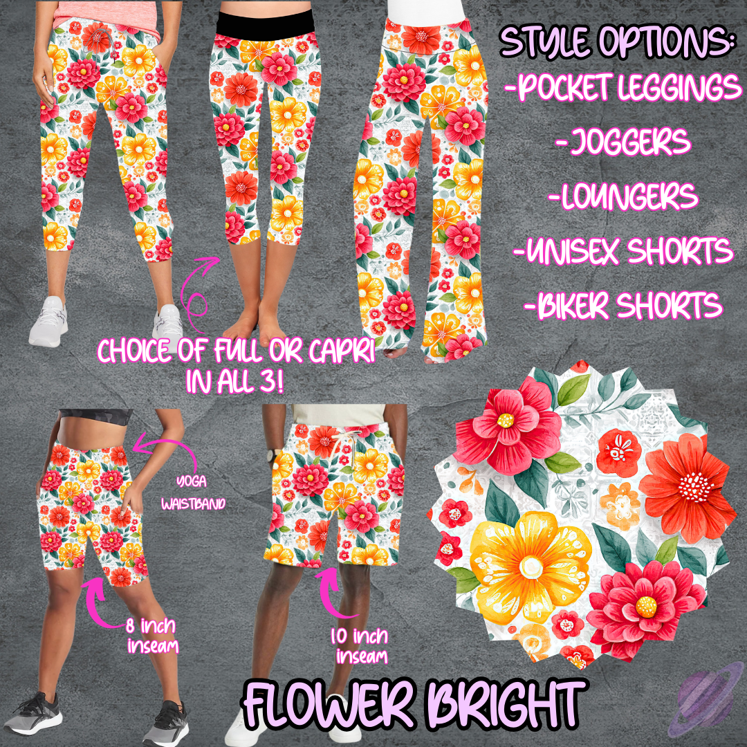 FLOWER BRIGHT - LEGGING/JOGGER/LOUNGER/SHORTS - B105 PREORDER CLOSING 5/19