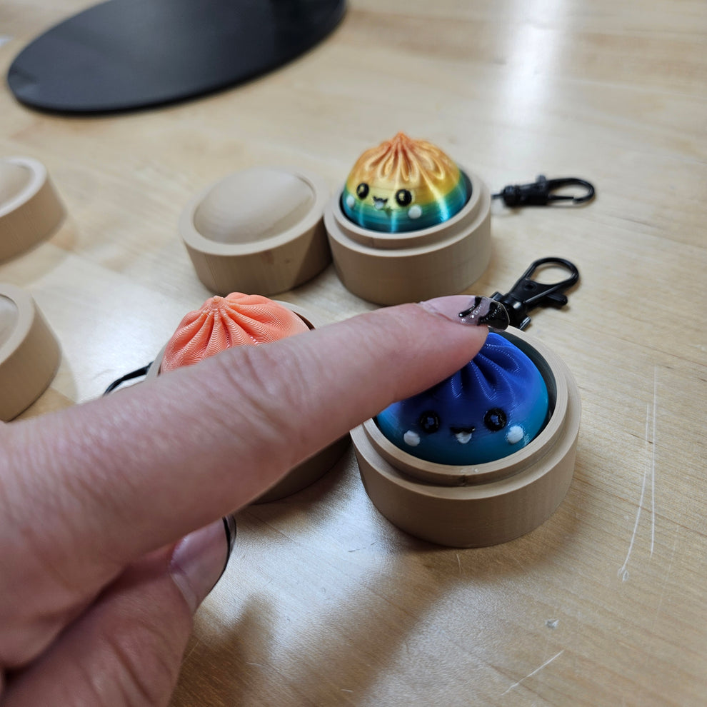 5 PACK MYSTERY FIDGET CLICKER DUMPLING KEYCHAINS- 3D PRINTED