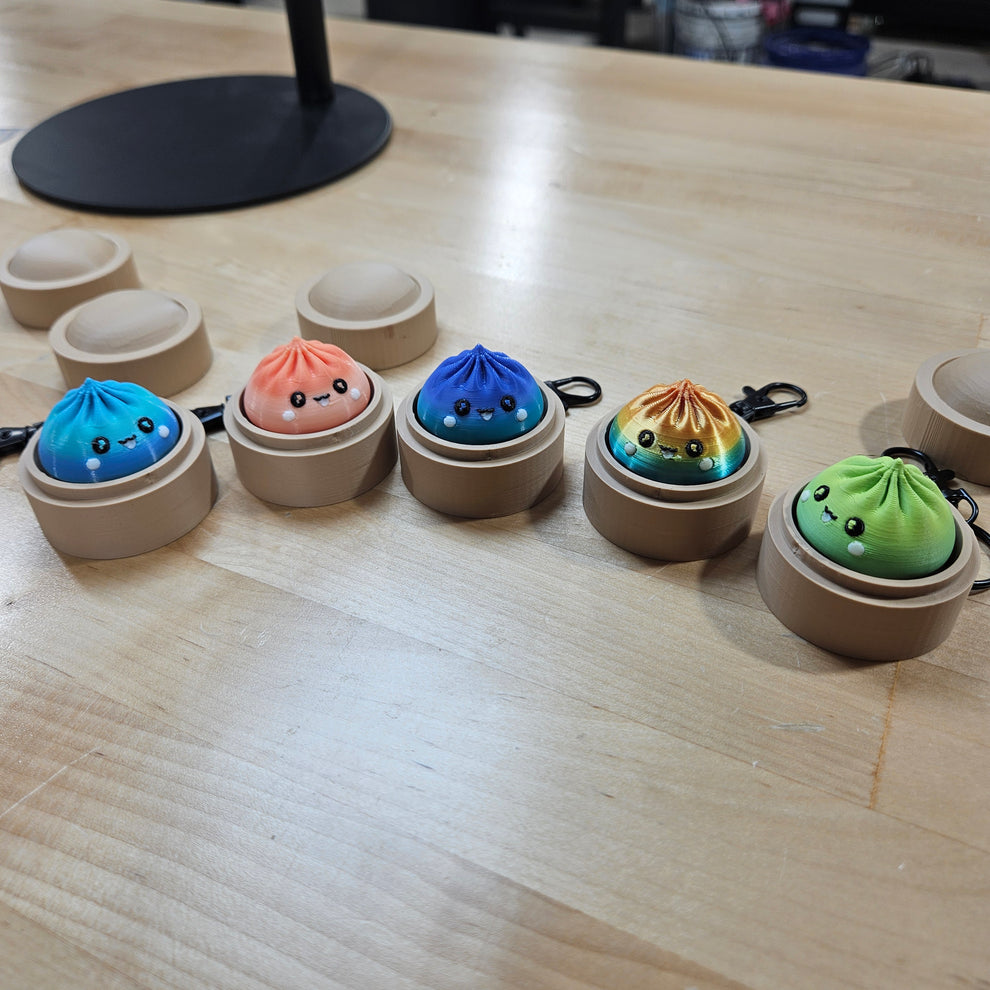5 PACK MYSTERY FIDGET CLICKER DUMPLING KEYCHAINS- 3D PRINTED