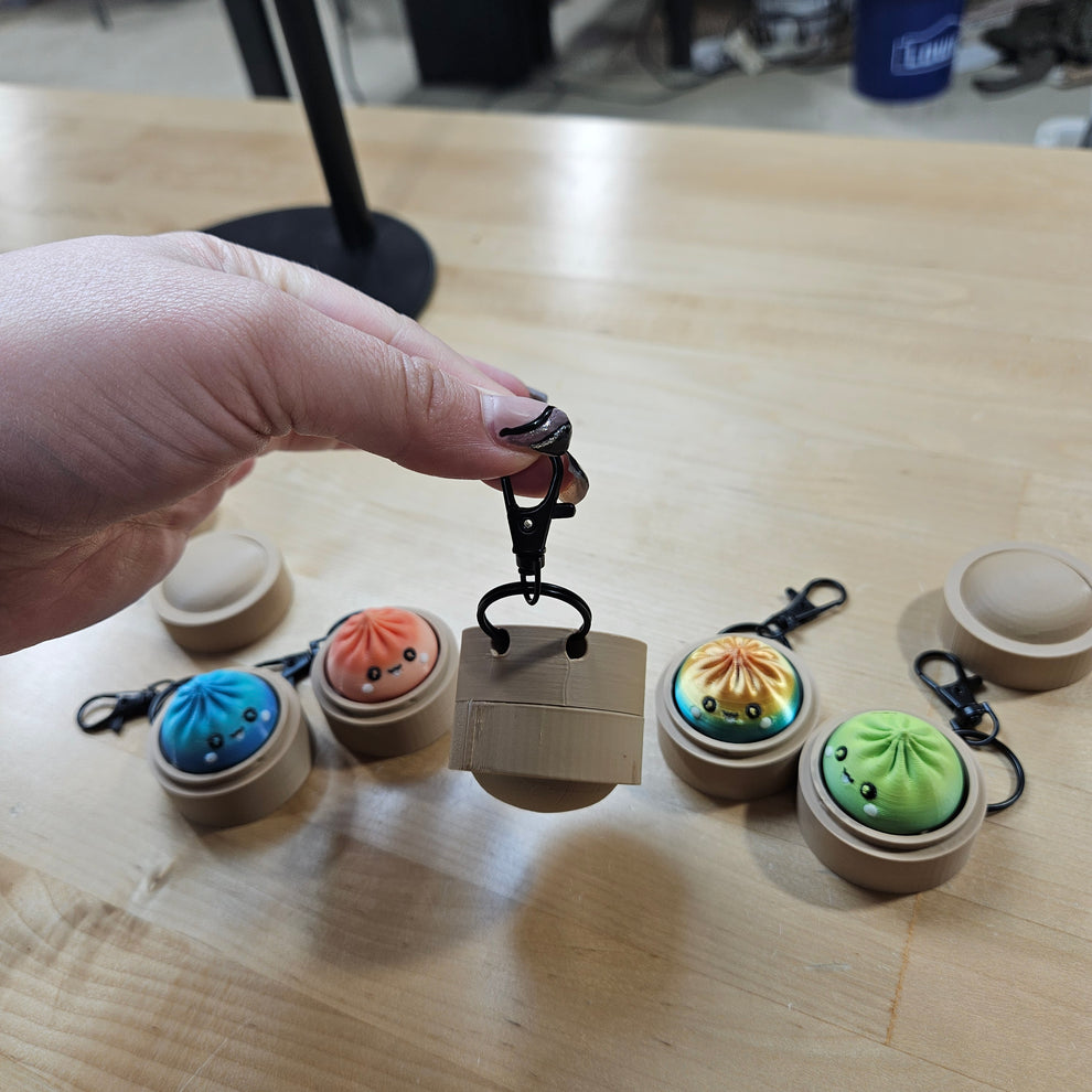 5 PACK MYSTERY FIDGET CLICKER DUMPLING KEYCHAINS- 3D PRINTED
