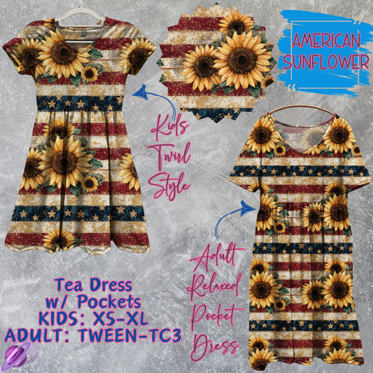 AMERICAN SUNFLOWER - Adult & Kids - Tea Dress Run- Preorder Closing 5/13