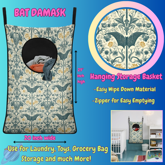 BAT DAMASK-Hanging Storage Baskets-Preorder closing 6/13