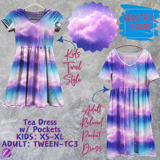 BEAUTIFUL CLOUDS - Adult & Kids - Tea Dress Run- Preorder Closing 5/13