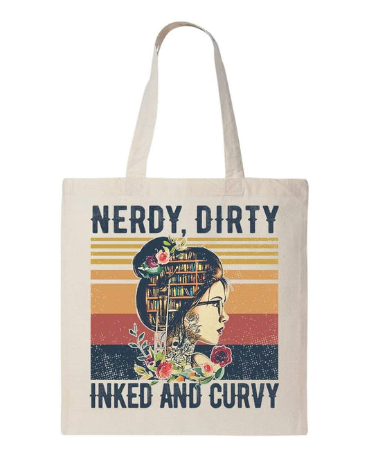 NERDY DIRTY INKED AND CURVY - Custom Economical Tote Bag (15x16)