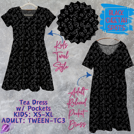 BLACK CHEETAH SPOTS - Adult & Kids - Tea Dress Run- Preorder Closing 5/13