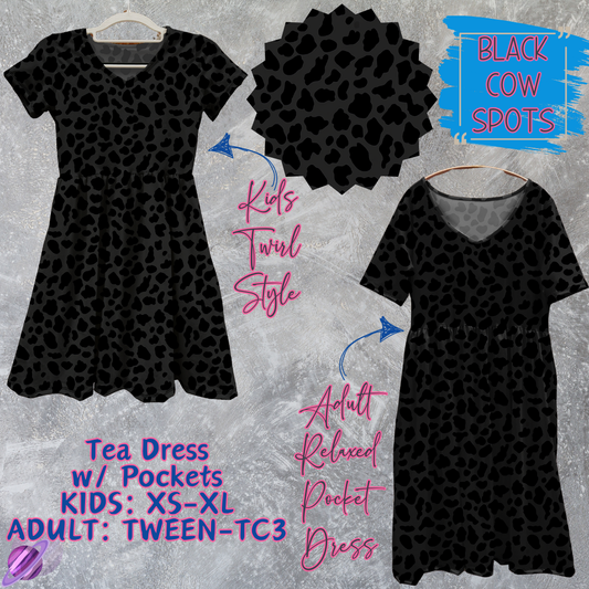BLACK COW SPOTS - Adult & Kids - Tea Dress Run- Preorder Closing 5/13