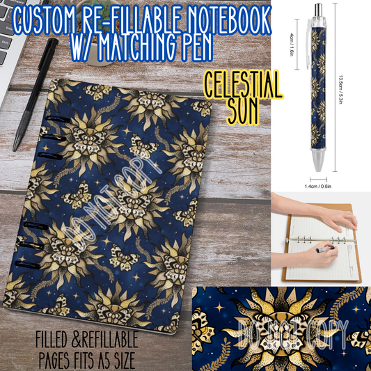 CELESTIAL SUN -Matching A5 Notebook & Pen Set Round 4 Preorder Closing 5/17