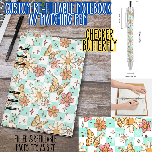 CHECKER BUTTERFLY -Matching A5 Notebook & Pen Set Round 4 Preorder Closing 5/17