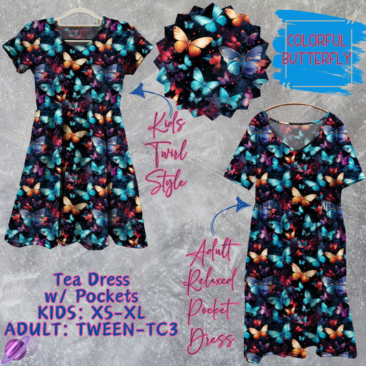 COLORFUL BUTTERFLY - Adult & Kids - Tea Dress Run- Preorder Closing 5/13