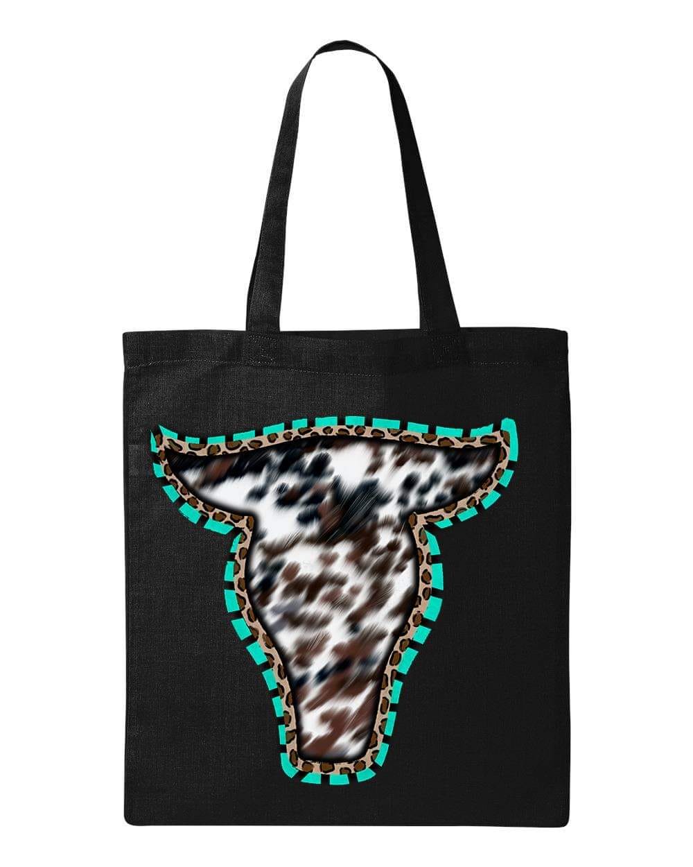 COW SKULL W TURQUOISE - Custom Economical Tote Bag (15x16)