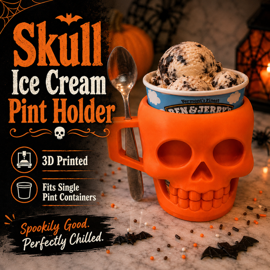 SKULL-3D PRINTED ICE CREAM PINT HOLDER