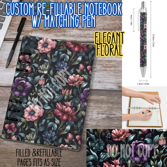 ELEGANT FLORAL -Matching A5 Notebook & Pen Set Round 4 Preorder Closing 5/17