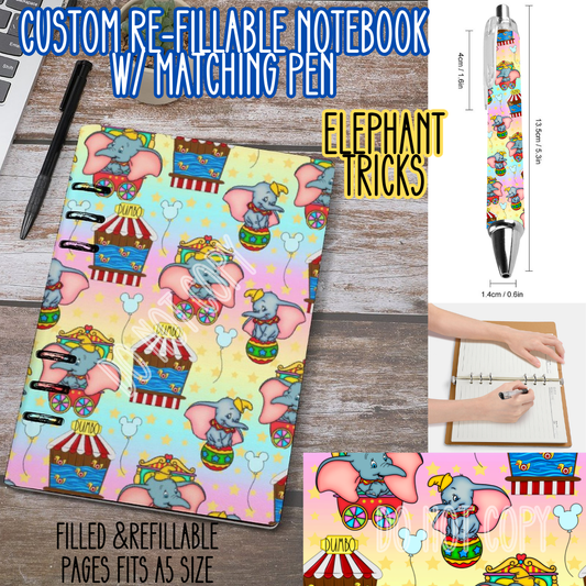 ELEPHANT TRICKS -Matching A5 Notebook & Pen Set Round 4 Preorder Closing 5/17