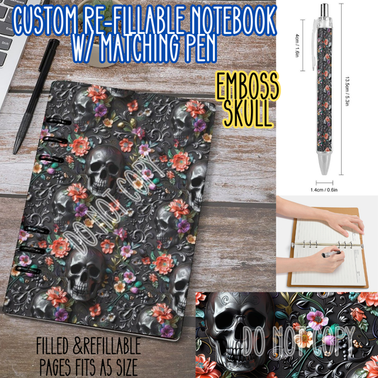 EMBOSS SKULL -Matching A5 Notebook & Pen Set Round 4 Preorder Closing 5/17
