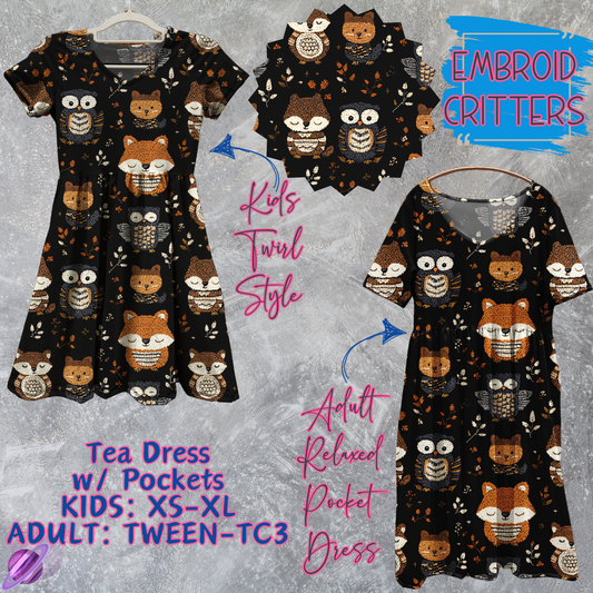 EMBROID CRITTERS - Adult & Kids - Tea Dress Run- Preorder Closing 5/13
